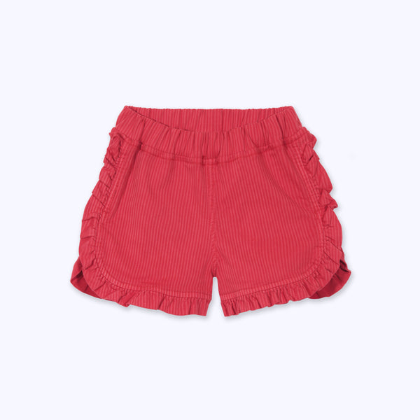 Short vuelitos jeans rayado rojo